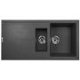 1.5 Bowl Inset Black Granite Kitchen Sink with Reversible Drainer - Essence
