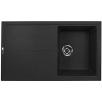 Single Bowl Inset Black Granite Kitchen Sink with Reversible Drainer - Essence