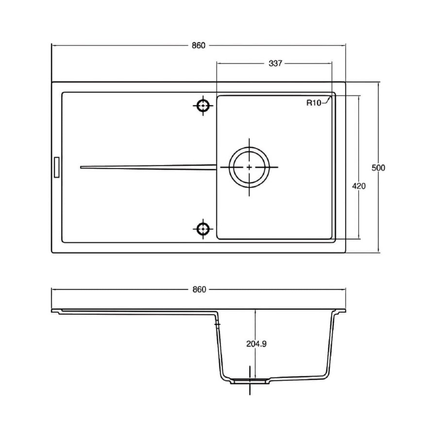Single Bowl Inset Black Granite Kitchen Sink with Reversible Drainer - Essence