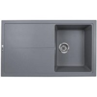 Single Bowl Inset Gunmetal Grey Granite Kitchen Sink with Reversible Drainer - Essence