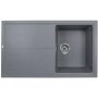 Single Bowl Inset Gunmetal Grey Granite Kitchen Sink with Reversible Drainer - Essence