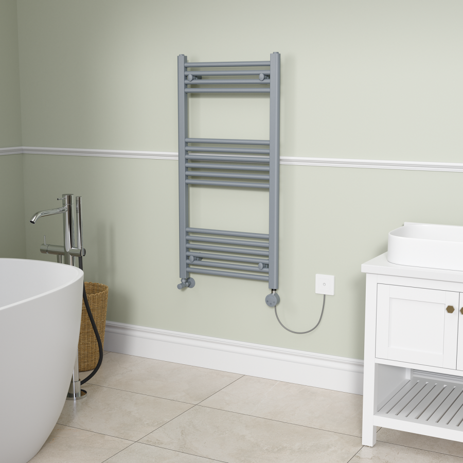 Light Grey electriQ 400W Smart Wi-Fi Thermostatic Heating Element for Electric & Dual-Fuel Radiators and Towel Rails – Plug-In or Hardwired