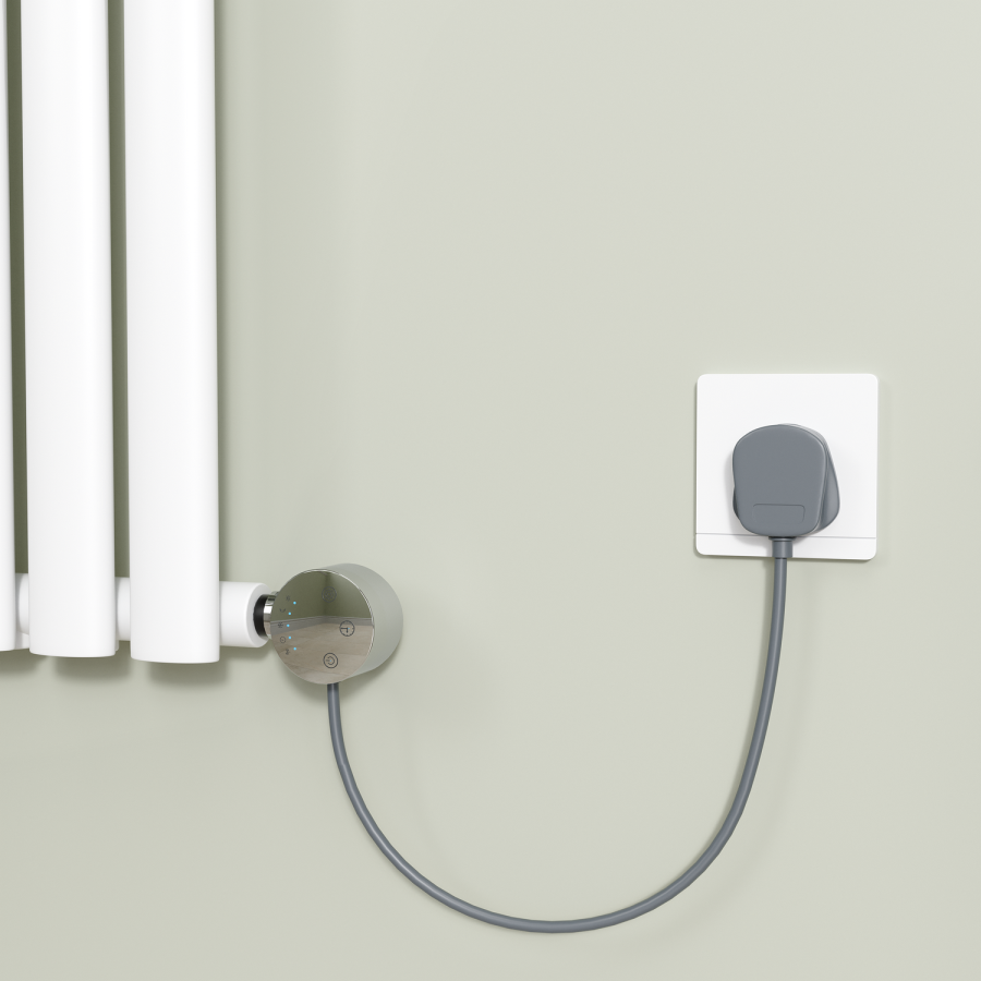 Chrome electriQ 600W Smart Wi-Fi Thermostatic Heating Element for Electric & Dual-Fuel Radiators and Towel Rails – Plug-In or Hardwired