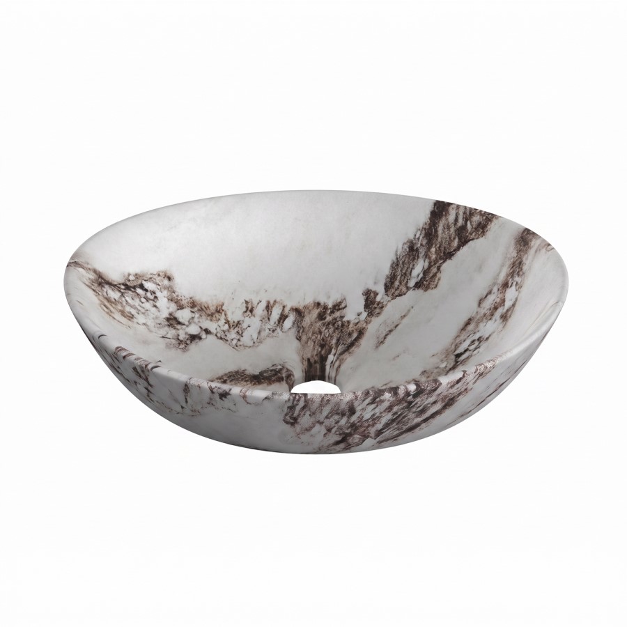 Marble Effect Oval Countertop Basin 410mm - Shell