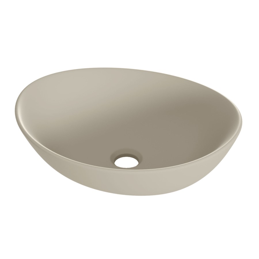 Matt Beige Oval Countertop Basin 410mm - Shell