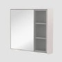 Double Door Beige Bathroom Mirror Cabinet with Lights Demister & Shaver Socket - Sidra