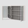 Double Door Beige Bathroom Mirror Cabinet with Lights Demister & Shaver Socket - Sidra
