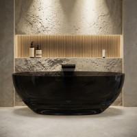 Black Freestanding Double Ended Transparent  Bath 1700 x 750mm - Siena