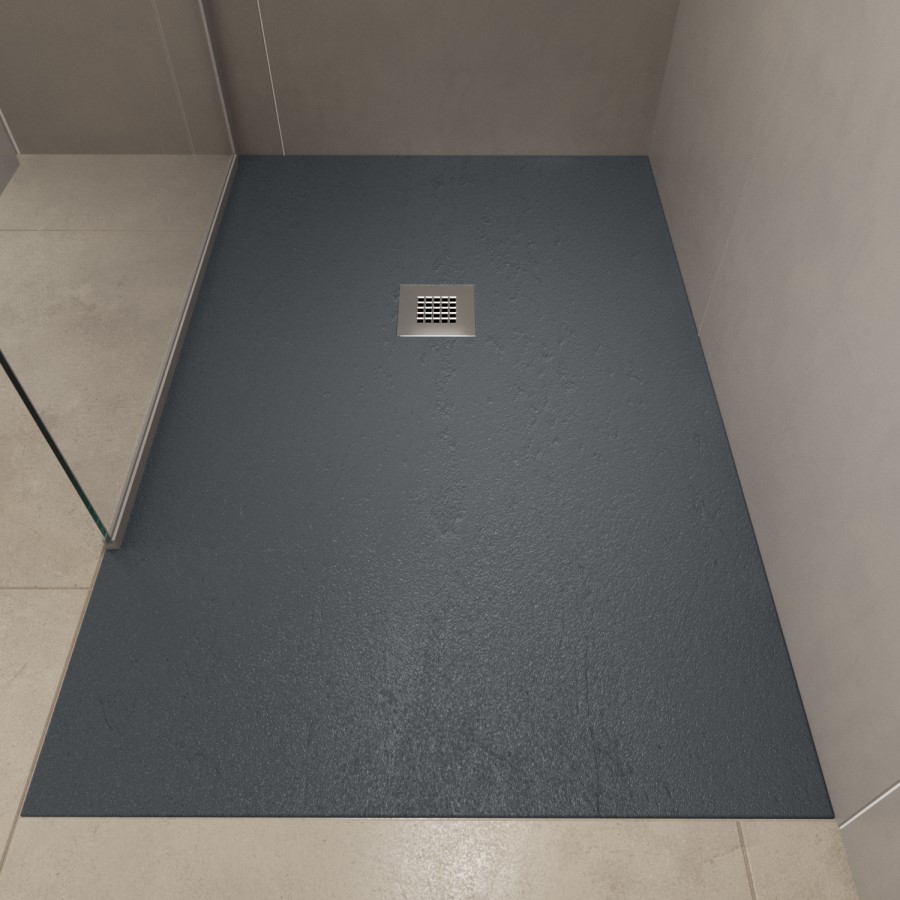 1200x800mm Rectangular Anthracite Slate Shower Tray 27mm -Stone Resin - Sileti