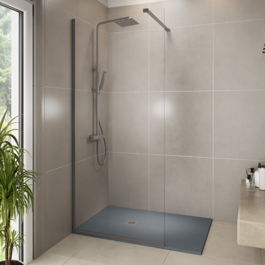 1200x800mm Rectangular Anthracite Slate Shower Tray 27mm -Stone Resin - Sileti