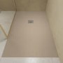 GRADE A1 - 1200x800mm Stone Resin Cream Slate Effect Rectangular Shower Tray with Grate - Siltei