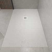 1700x800mm Rectangular White Slate-Effect Shower Tray 27mm - Stone Resin - Sileti 1700x800mm Rectangular White Slate-Effect Shower Tray 27mm - Stone Resin - Sileti