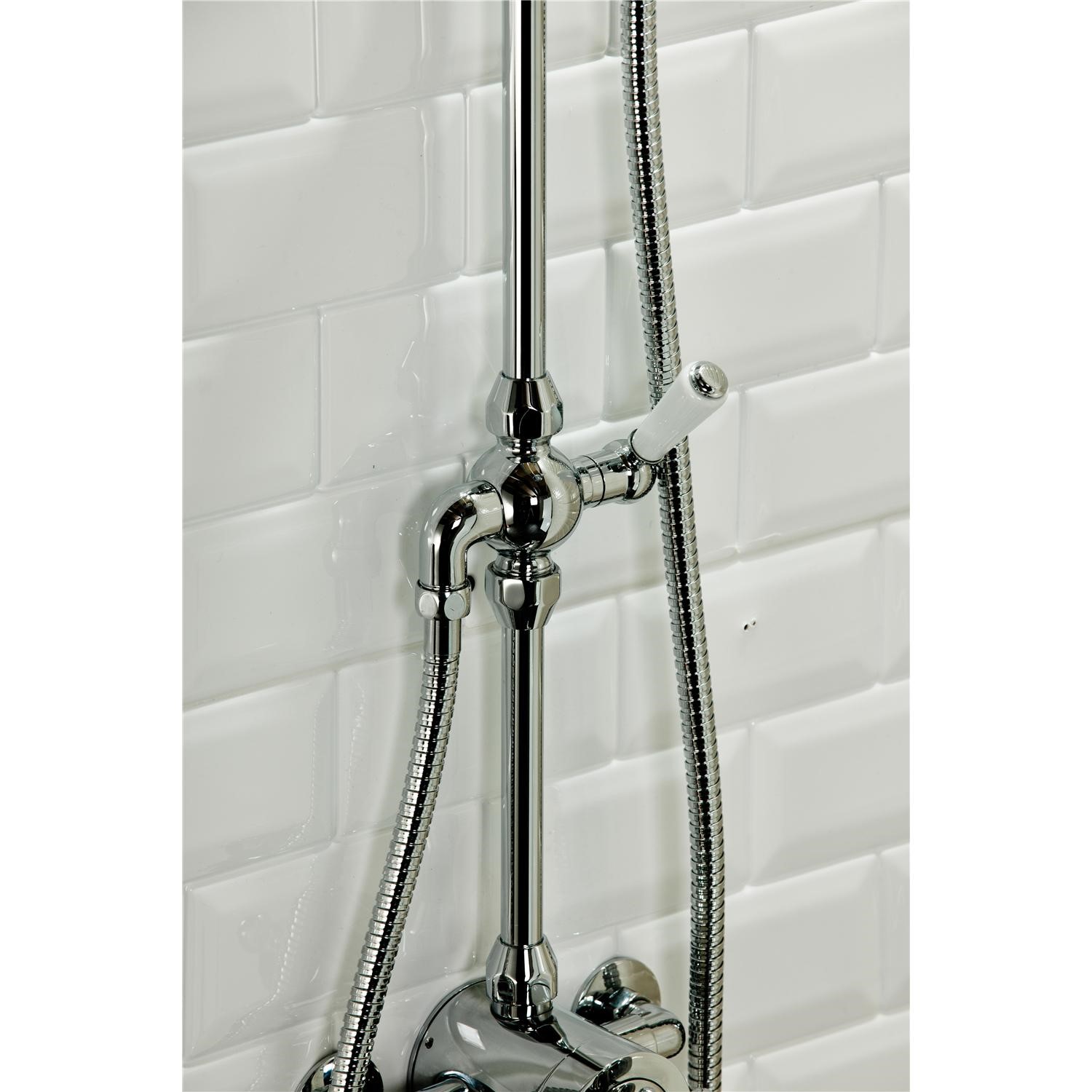 Traditional Round Riser Rail Shower with Diverter & Slide Rail Kit ...