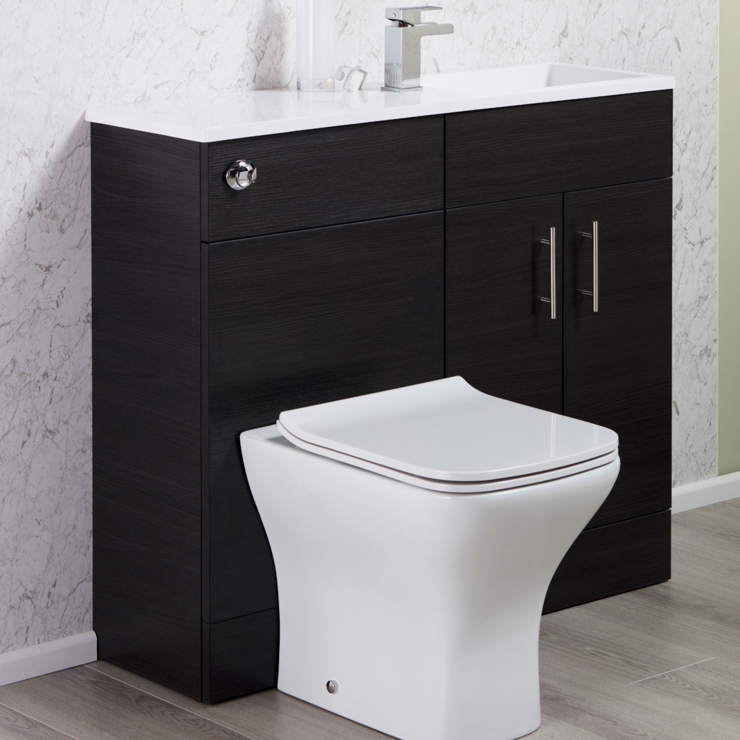 Black Slim Line Right Hand Basin Vanity Unit Furniture Suite Black Slim Line Right Hand Basin Vanity Unit Furniture Suite