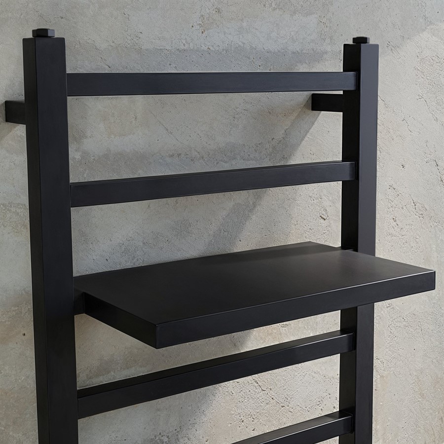 Black Towel Radiator with Shelves 1200 x 500mm - Sonoran - Better Bathrooms