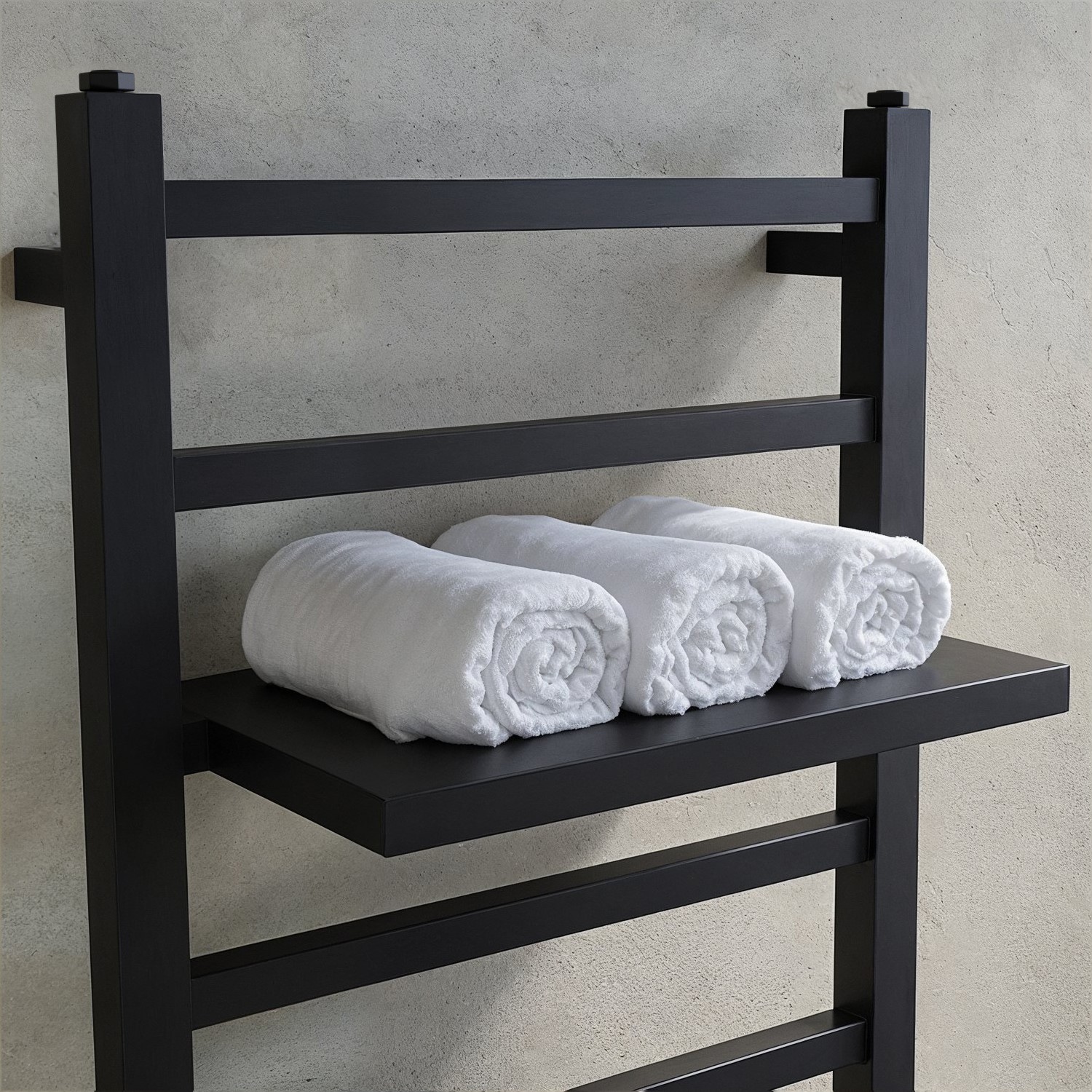 Black Towel Radiator with Shelves 1200 x 500mm - Sonoran - Better Bathrooms