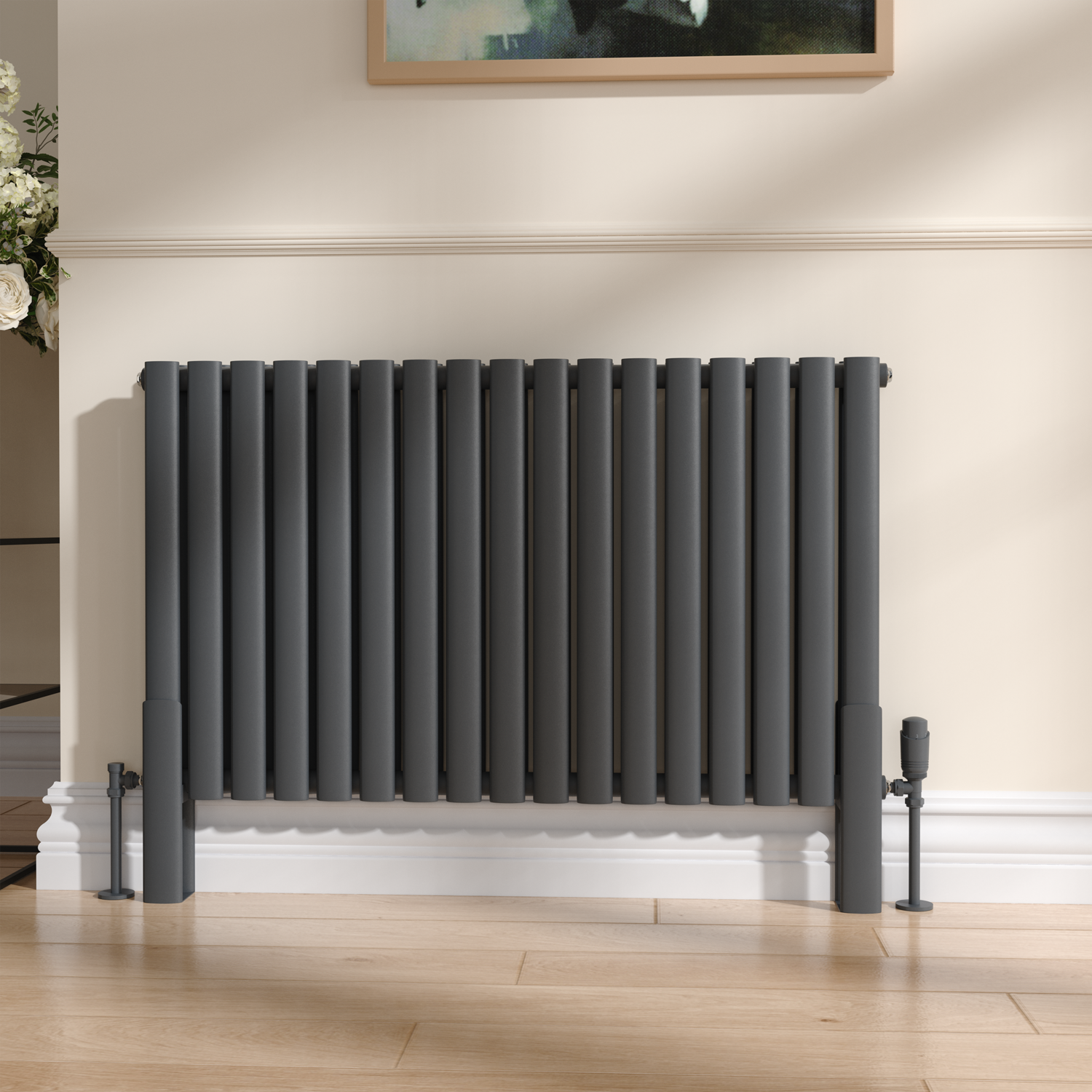 Feature Radiator Feet Sorrento Anthracite Designer Radiator Feet -Suitable for Oval Double ...
