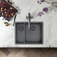 Rangemaster Spectra 1.5 Bowl Inset / Undermount Graphite Stainless Steel Kitchen Sink - Left Hand  Rangemaster Spectra 1.5 Bowl Inset / Undermount Graphite Stainless Steel Kitchen Sink - Left Hand