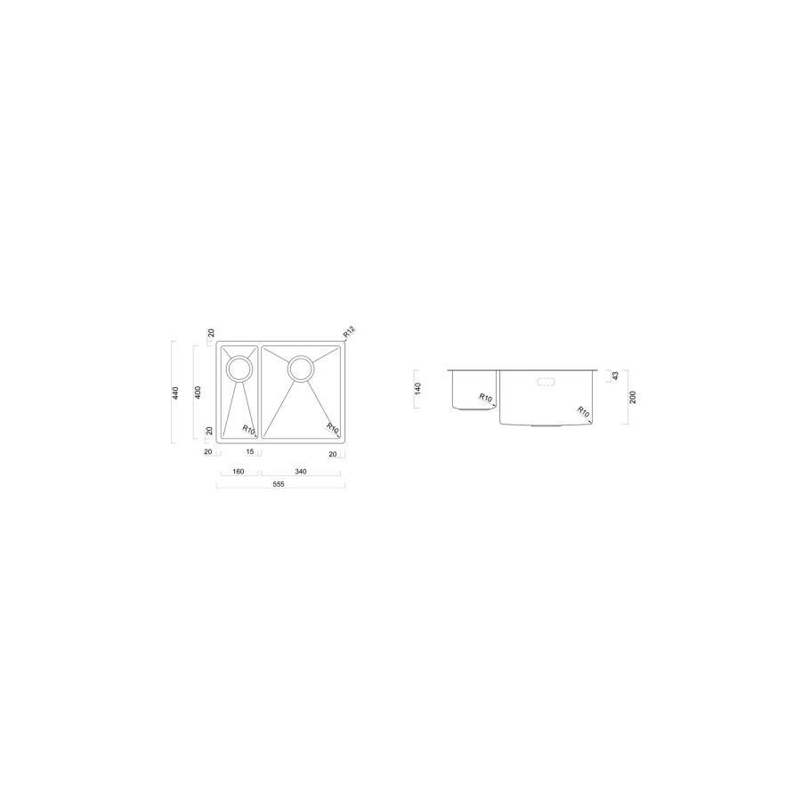 Rangemaster Spectra 1.5 Bowl Inset / Undermount Graphite Stainless Steel Kitchen Sink - Left Hand 