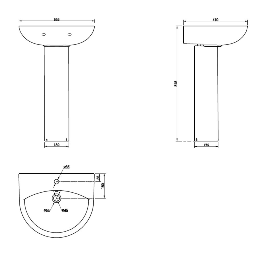 Cedar Pedestal Sink - 1 Tap Hole