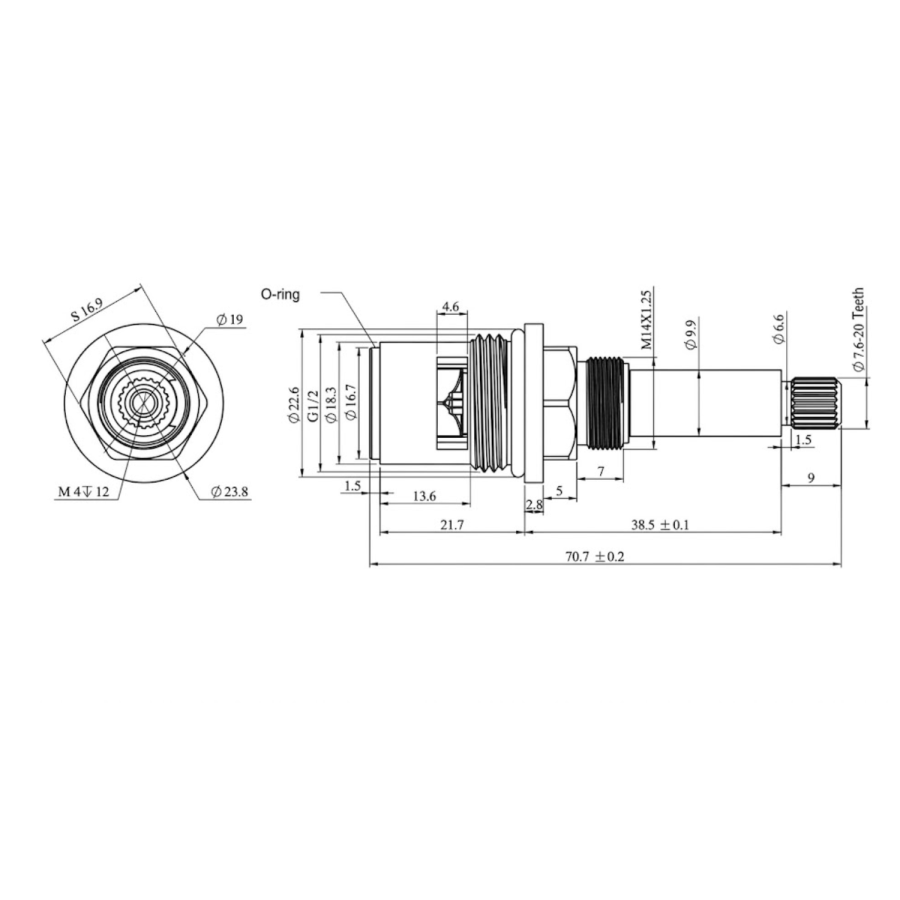 Hot Flow Control Valve for Camden Taps – 22.6mm Diameter x 70.7mm Height