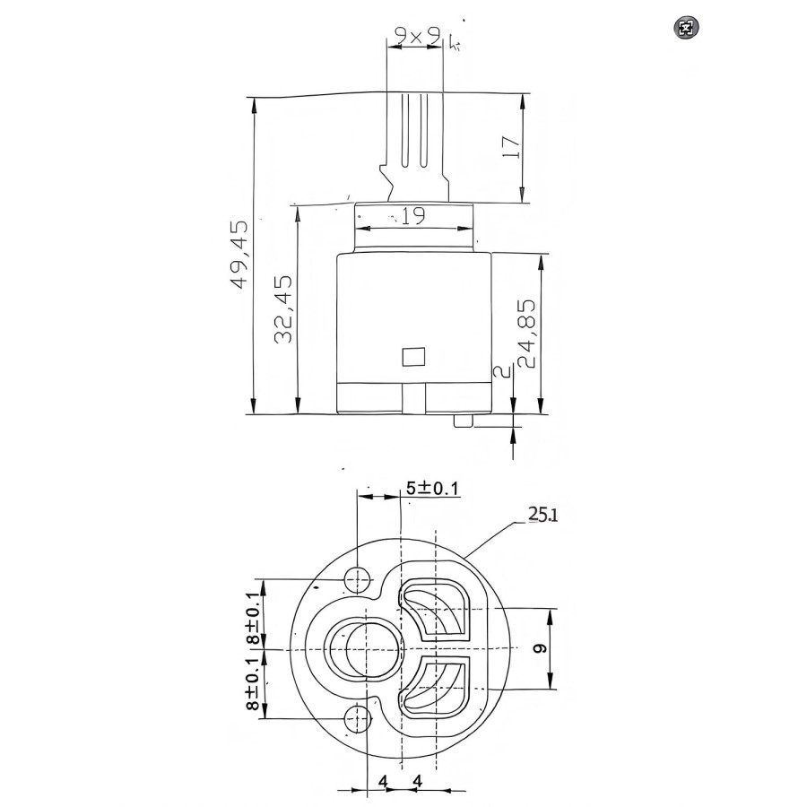 Mixer Cartridge For Arissa Taps 49.45mm
