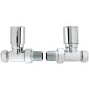 GRADE A1 - Pair of Straight Round Radiator Head Valves - Chrome