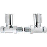 GRADE A1 - Pair of Straight Round Radiator Head Valves - Chrome