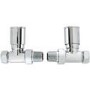 GRADE A1 - Pair of Straight Round Radiator Head Valves - Chrome