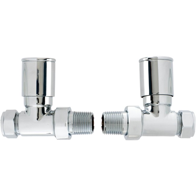 GRADE A1 - Pair of Straight Round Radiator Head Valves - Chrome