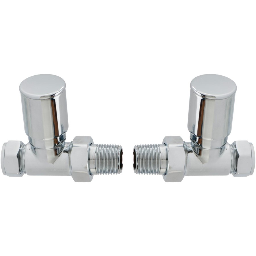 GRADE A1 - Pair of Straight Round Radiator Head Valves - Chrome