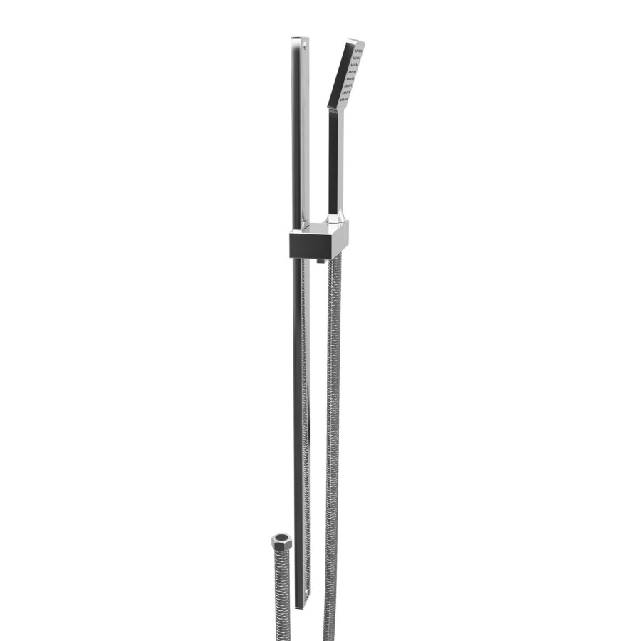 Chrome Flat Bar Style Shower & Slide Rail Kit