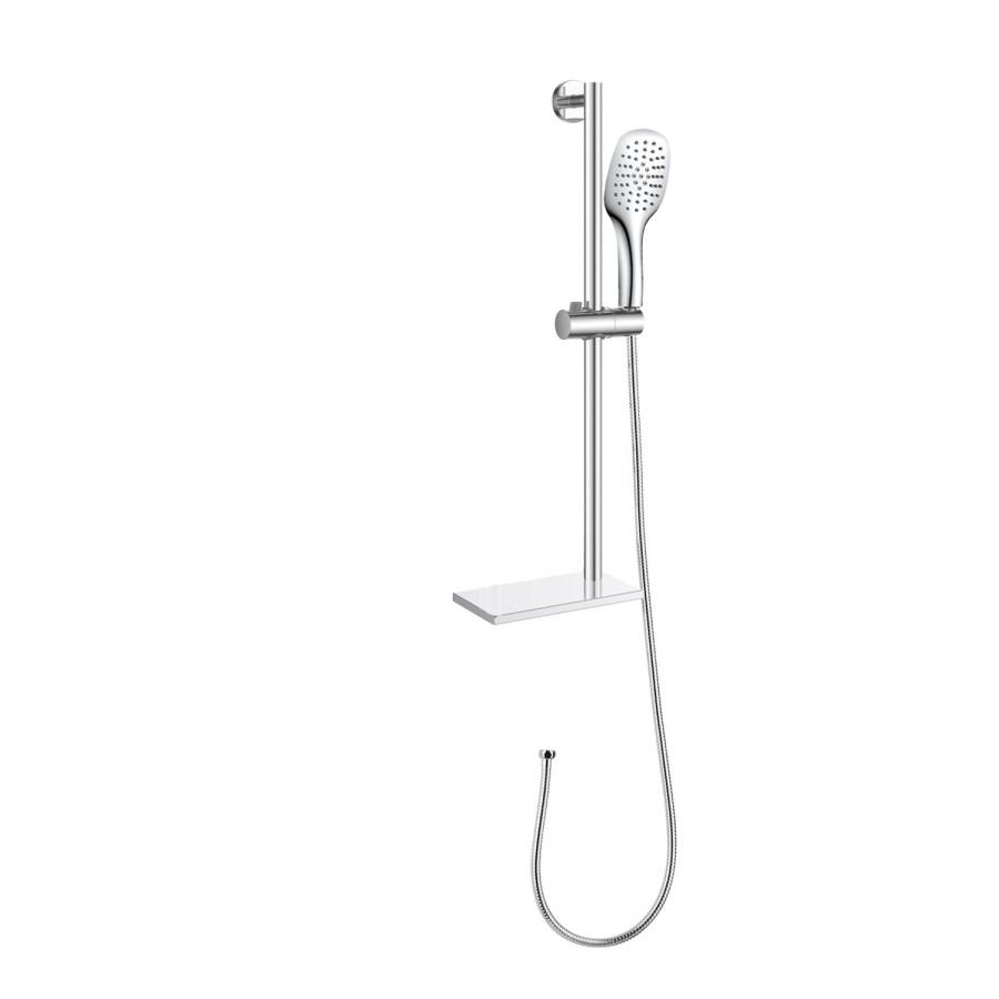 Chrome Round Style Shower Rail Kit with Shelf