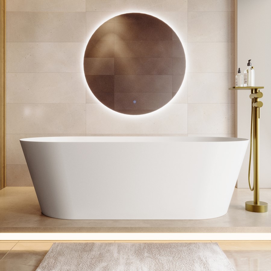 Freestanding Double Ended Stone Resin Solid Surface Bath 1650 x 750mm - Monaco