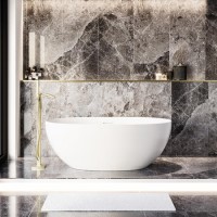 Freestanding Double Ended Stone Resin Solid Surface Bath 1500 x 720mm - Opal