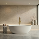 SSOPAL1500 Freestanding Double Ended Stone Resin Solid Surface Bath 1500 x 720mm - Opal
