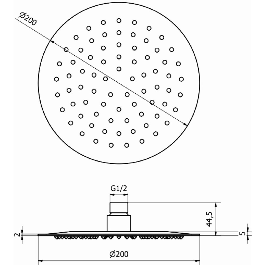200mm round stainless steal shower head