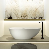 Freestanding Double Ended Stone Resin Solid Surface Bath 1700 x 860mm - Solace