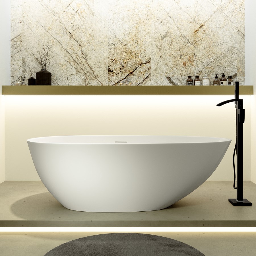 Freestanding Double Ended Stone Resin Solid Surface Bath 1700 x 860mm - Solace