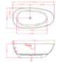 Freestanding Double Ended Stone Resin Solid Surface Bath 1700 x 860mm - Solace