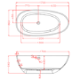 Freestanding Double Ended Stone Resin Solid Surface Bath 1700 x 860mm - Solace