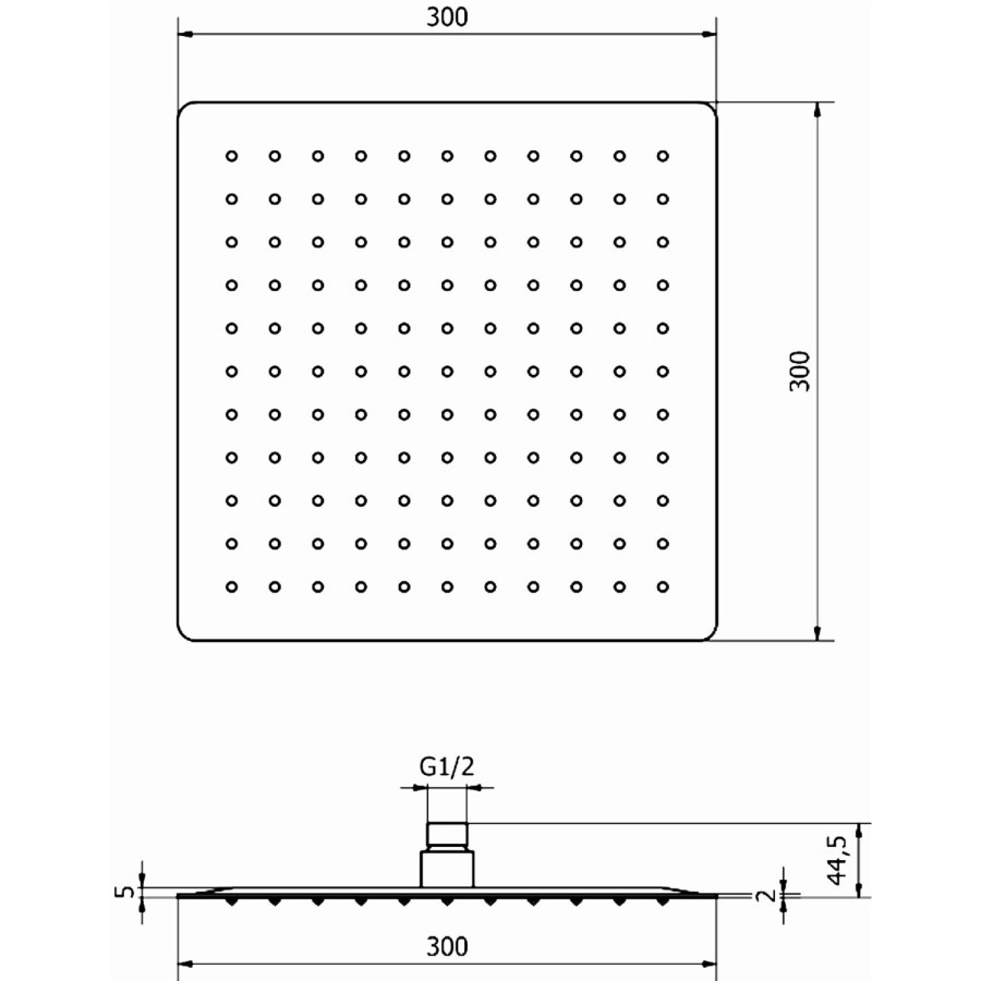 Stainless Steel Square Shower Head - 300mm 