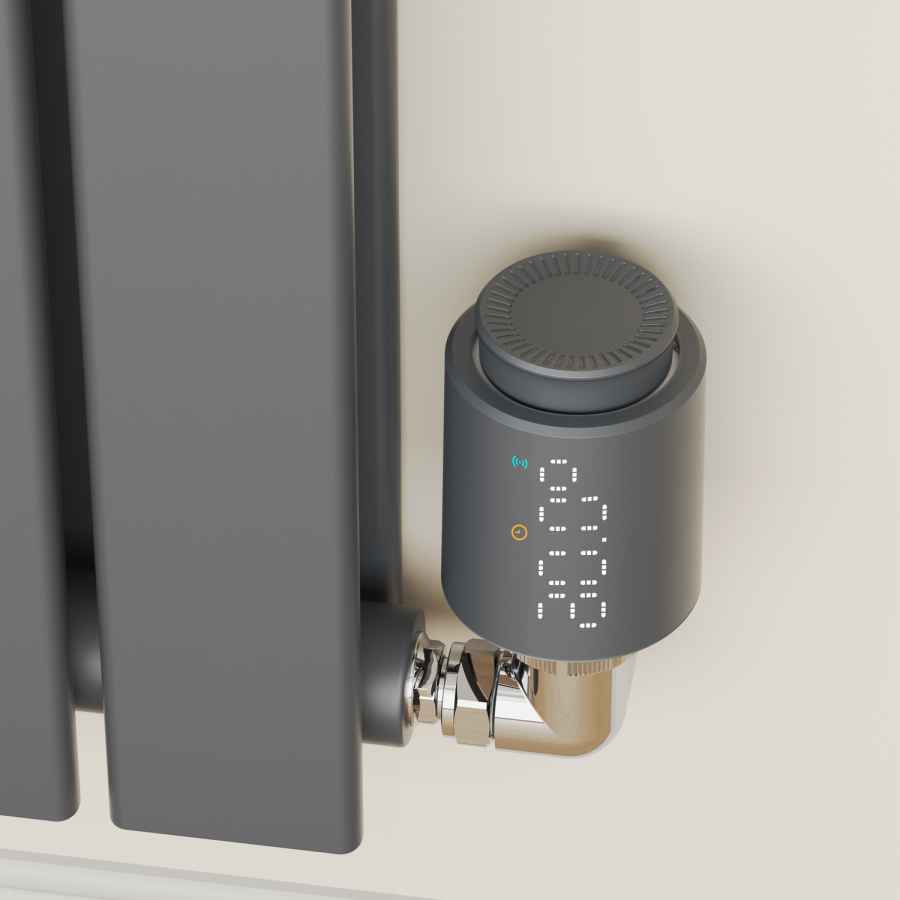 electriQ Smart Modern LED TRV Thermostatic Radiator Valves Wi-Fi Version Anthracite