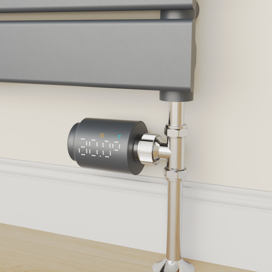 electriQ Smart Modern LED TRV Thermostatic Radiator Valves Wi-Fi Version Anthracite