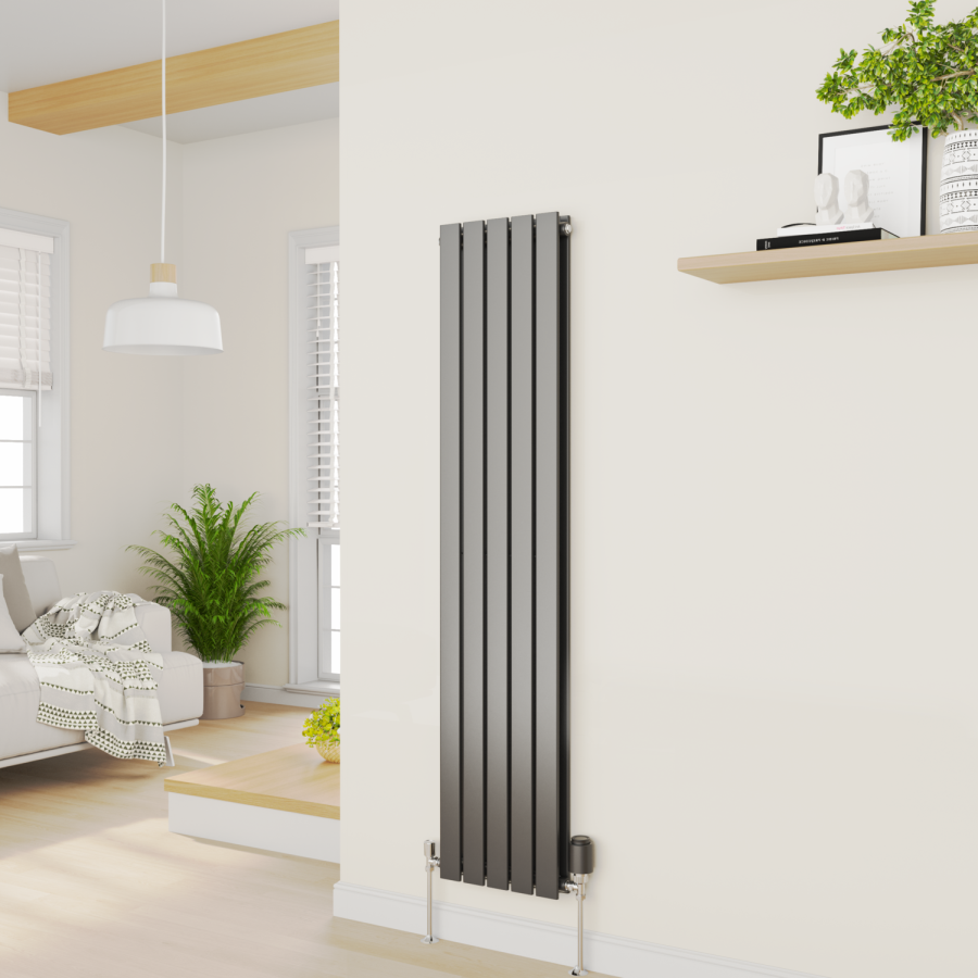 electriQ Smart Modern LED TRV Thermostatic Radiator Valves Wi-Fi Version Black