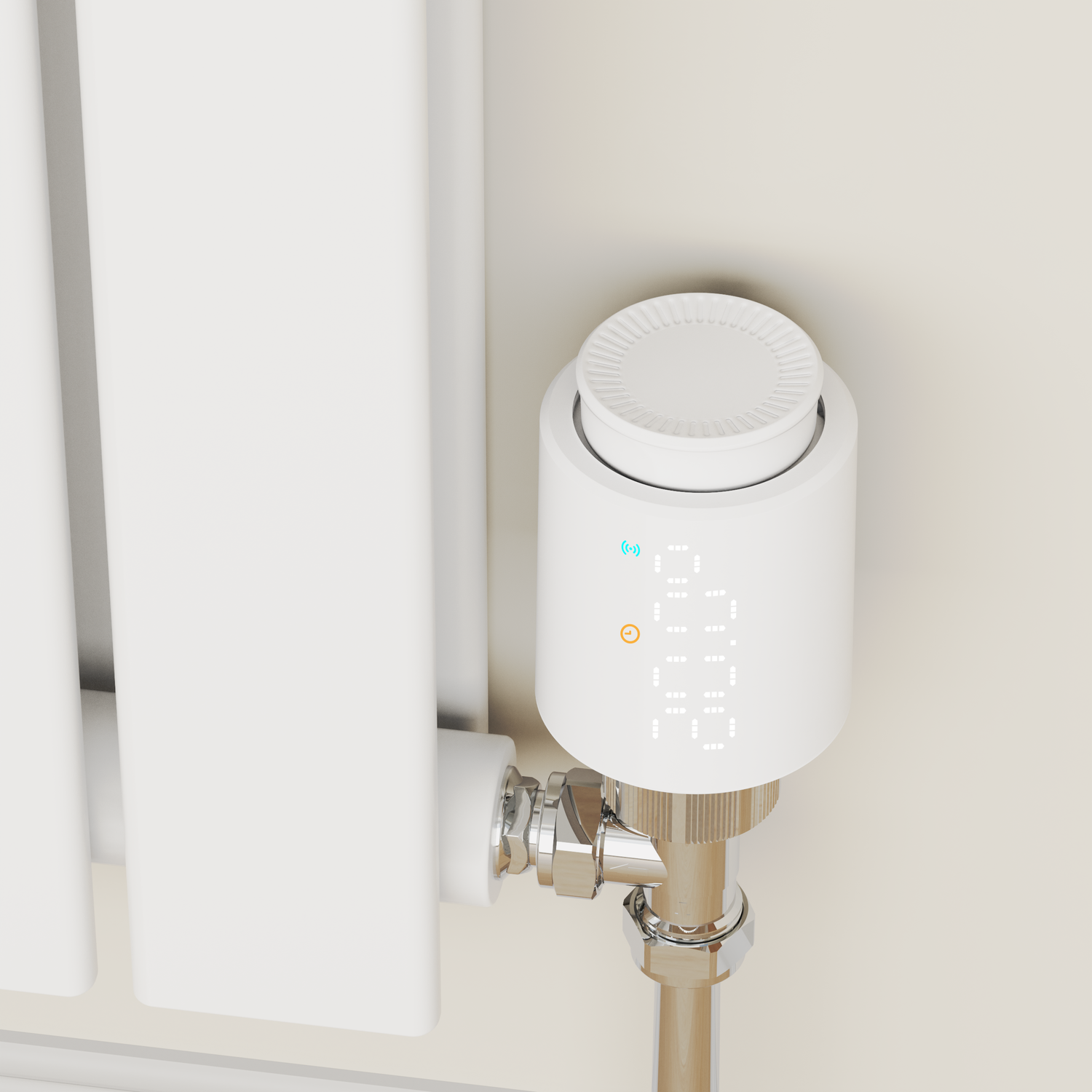 Electriq White Smart Modern Led Trv Thermostatic Radiator Valves Wi-Fi Version