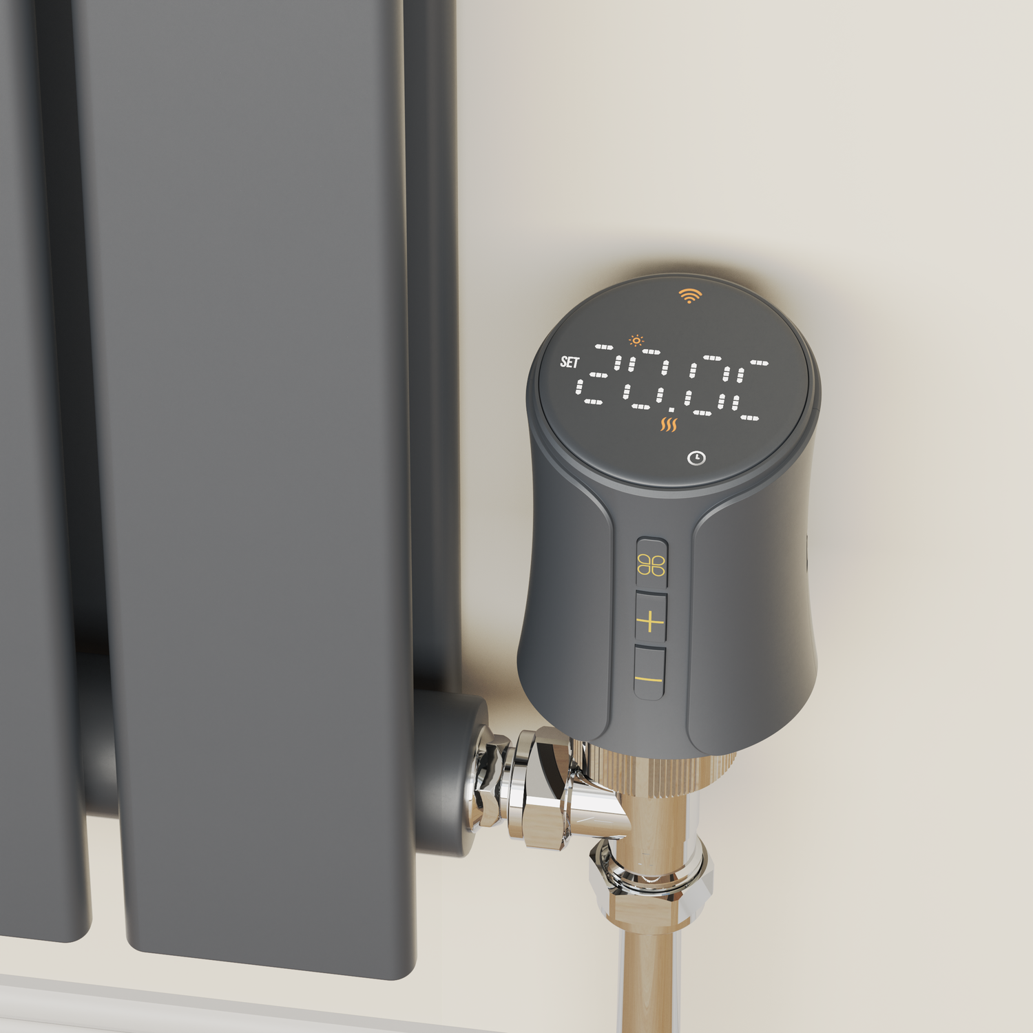 Electriq Anthracite Smart Modern Lcd Trv Thermostatic Radiator Valves Tuya Zigbee Version