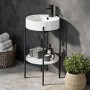 Polymarble Black Framed Wash Stand with Basin 450mm - Bronx