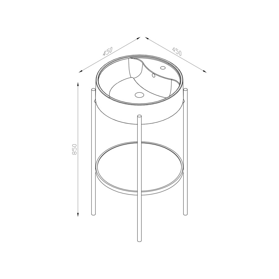 Polymarble Black Framed Wash Stand with Basin 450mm - Bronx