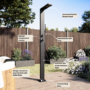 Black Thermostatic Mixer Outdoor Shower with Pencil Hand Shower 2 Outlets - Suva